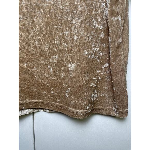 Womens Dazy Crushed Velvet Top Sz L Whimsical Holiday Short Sleeve Gold T Shirt - Picture 8 of 12